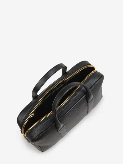 Shop Tom Ford Leather Zipper S Briefcase In Black