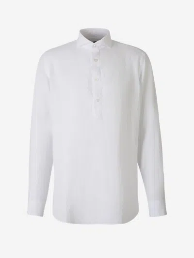 Shop Vincenzo Di Ruggiero Plain Linen Shirt In Cuello Camisero