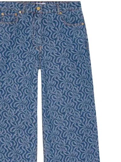 Shop Ganni Trousers In Mid Blue Stone