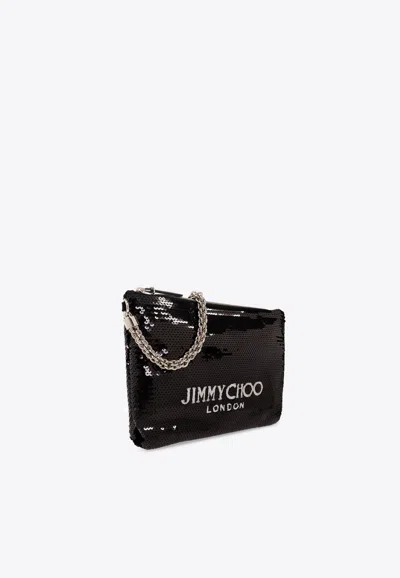 Shop Jimmy Choo Callie Sequin Embellished Shoulder Bag In Black