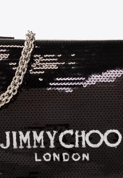 Shop Jimmy Choo Callie Sequin Embellished Shoulder Bag In Black