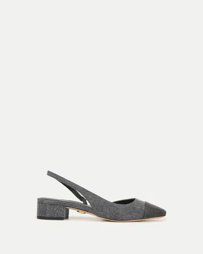 Shop Veronica Beard Cecile Denim Cap-toe Slingback Blue Black In Blue/black