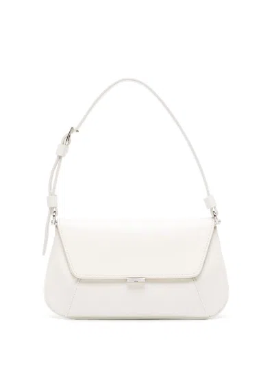 Shop Amina Muaddi Ami Mini Leather Shoulder Bag In White