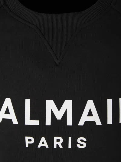 Shop Balmain Cotton Logo Sweatshirt In Logo Printed On The Front