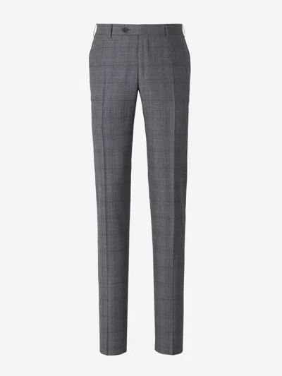 Shop Canali Prince Of Wales Motif Suit In Stone Grey