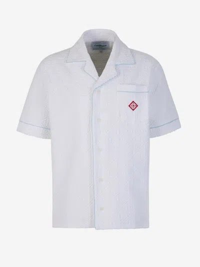 Shop Casablanca Monogram Motif Shirt In White
