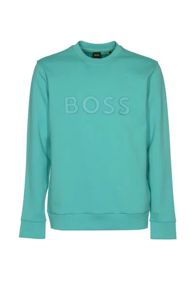 Shop Hugo Boss Boss Sweaters In Open Green
