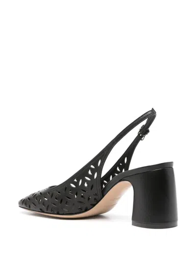 Shop Ea7 Emporio Armani Perforated Leather Slingback Pumps In Black