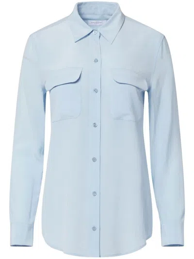 Shop Equipment Slim Fit Silk Shirt In Clear Blue