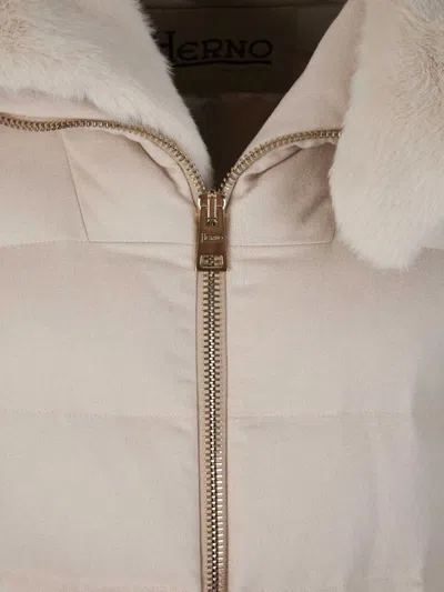 Shop Herno Faux Fur Padded Jacket In Cream