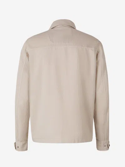 Shop Herno Linen And Cotton Overshirt In Beige