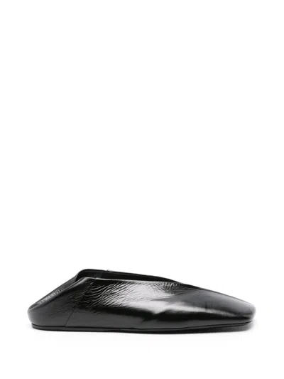 Shop Jil Sander Leather Ballet Flats In Black