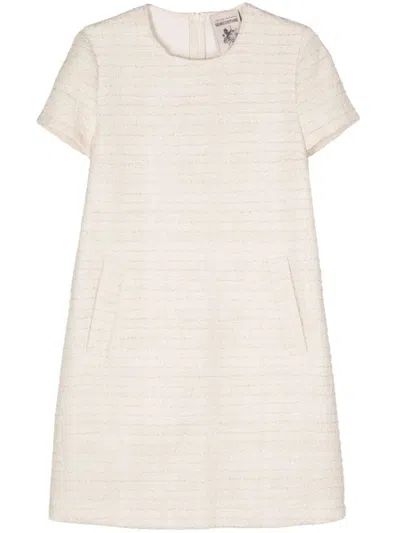 Shop Semicouture Rachly Cotton Blend Short Dress In Beige