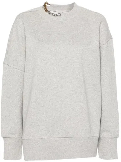 Shop Stella Mccartney Chain-link-detailing Mélange Sweatshirt In Light Grey Melange