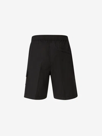Shop Stone Island Cotton Cargo Bermuda Shorts In Black