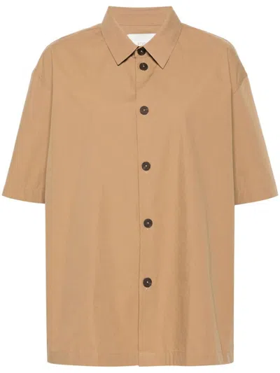 Studio Nicholson Collared Cotton Poplin Shirt In Beige