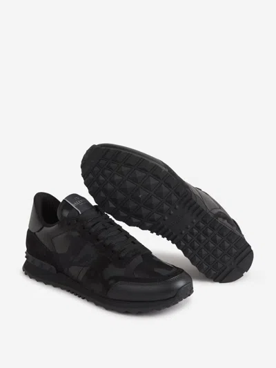 Shop Valentino Garavani Rockrunner Camouflage Sneakers In Black