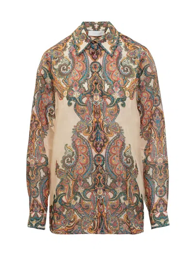 Shop Zimmermann Ottie Oversize Multi Paisley Shirt In Multicolor