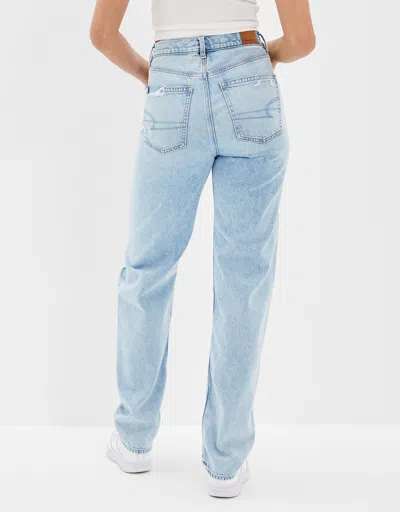 Shop American Eagle Outfitters Ae Ripped Highest Waist Baggy Straight Jean In Blue