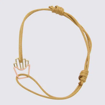 Shop Alíta Alita Yellow Gold Papitas Enamel Bracelets In Gold/pink/brown