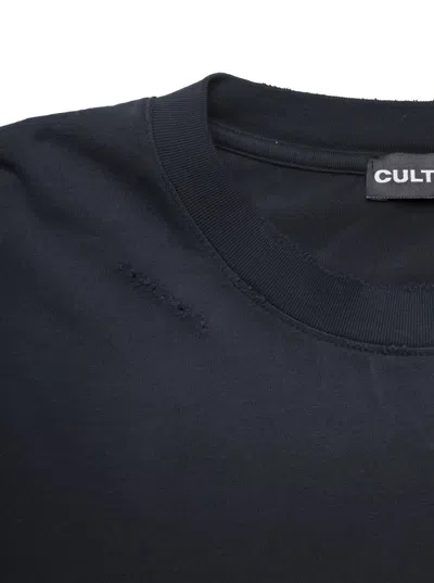 Shop Cultura Black Crewneck T-shirt With  & Co Print In Jersey Man