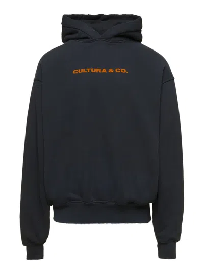 Cultura Black Hoodie With  & Co Print In Jersey Man In Black