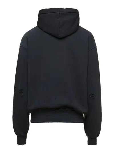 Shop Cultura Black Hoodie With  & Co Print In Jersey Man