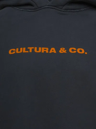 Shop Cultura Black Hoodie With  & Co Print In Jersey Man