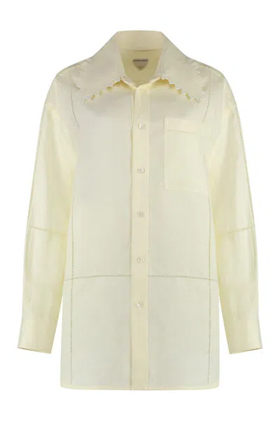 Shop Bottega Veneta Linen Shirt In Yellow