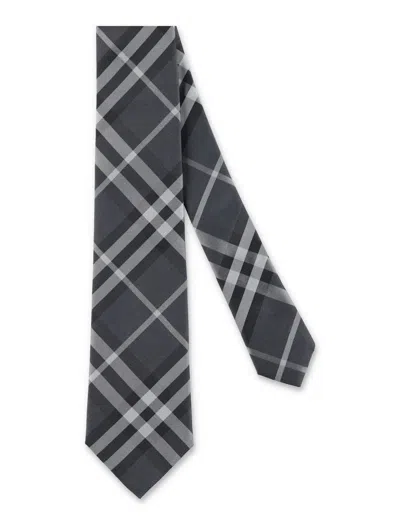 Shop Burberry Manston Tie In Charcoal