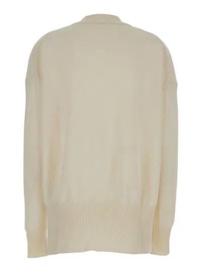 Jil Sander Cream Ribbed Pullover In White