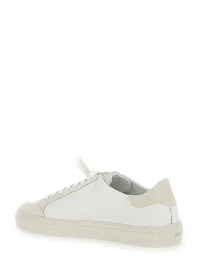 Shop Axel Arigato 'clean 90 Triple' White Low Top Sneakers With Laminated Logo In Leather And Suede Man