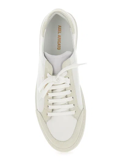 Shop Axel Arigato 'clean 90 Triple' White Low Top Sneakers With Laminated Logo In Leather And Suede Man