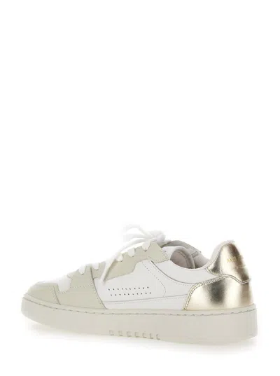 Shop Axel Arigato 'dice Lo' White Sneakers With Logo Detail And Metallic Heel Tab In Suede And Leather Woman