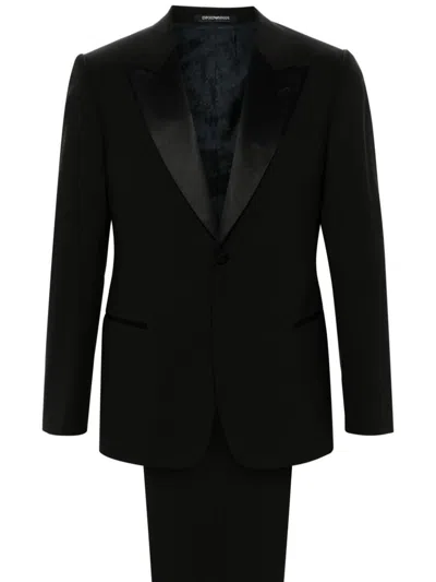 Shop Emporio Armani Wool Single-breasted Suit In Black