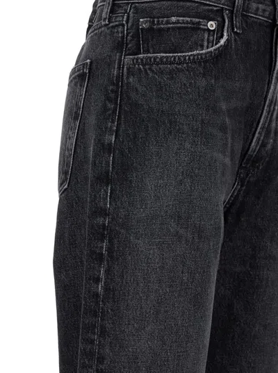 Shop Agolde 'fran' Black Bootcut Jeans With Cuffs In Denim Woman In Grey