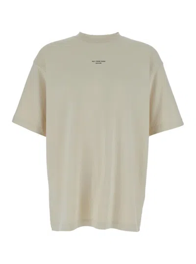 Shop Drôle De Monsieur 'slogan Classique' Beige Classic T-shirt With Logo Print In Cotton Blend Man