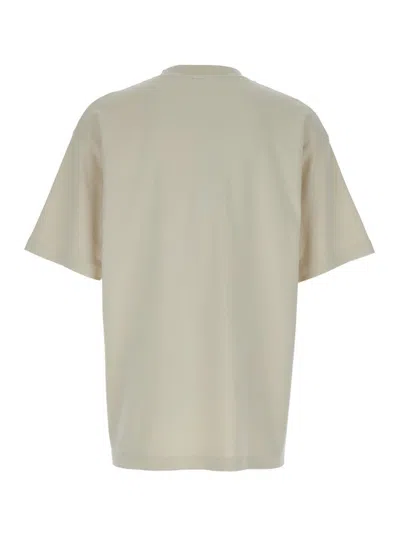 Shop Drôle De Monsieur 'slogan Classique' Beige Classic T-shirt With Logo Print In Cotton Blend Man