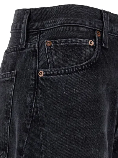 Shop Agolde 'luna' Black Five-pocket Jeans In Denim Woman
