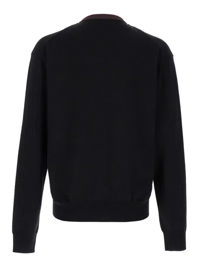 Jil Sander Black And Brown Double-neck Sweater In Wool Man In Black