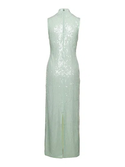 Shop Rotate Birger Christensen Midi Green Dress With All-over Sequins In Recycled Fabric Woman