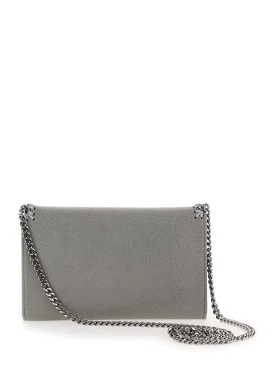 Shop Stella Mccartney 'mini Falabella' Grey Crossbody Bag With Logo Charm In Eco Leather Woman