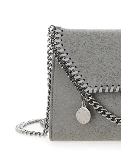 Shop Stella Mccartney 'mini Falabella' Grey Crossbody Bag With Logo Charm In Eco Leather Woman