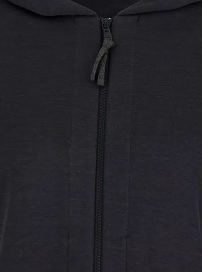 Shop Brunello Cucinelli Grey Hoodie With Zip Closure In Cotton And Silk Blend Woman