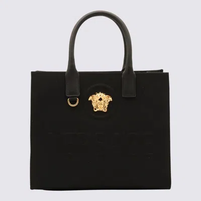 Shop Versace Black Leather Medusa Tote Bag In Nero