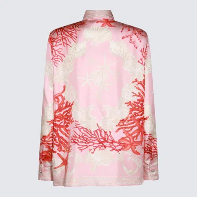 Shop Versace Pink Silk Shirt In Dusty Rose/coral