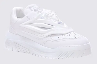 Shop Versace White Leather Odissea Sneakers In Bianco
