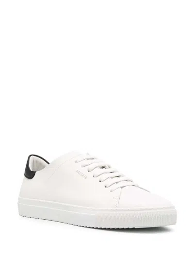 Shop Axel Arigato 'clean 90 Contrast' White Low Top Sneakers With Laminated Logo In Leather Man