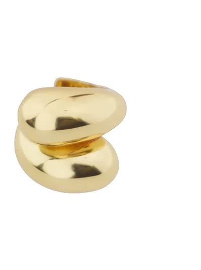Shop Federica Tosi 'isa' Gold Tone Ring With Twist Detail In Gold Plated Bronze Woman In Grey