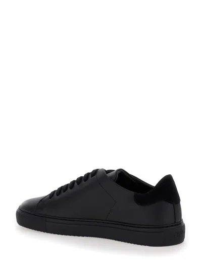 Shop Axel Arigato 'clean 90' Black Low Top Sneakers With Laminated Logo In Leather Man